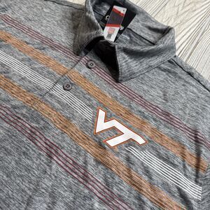 Virginia Tech Hokies Performance Polo Men’s XL Gray Logo Stretch Captivating New